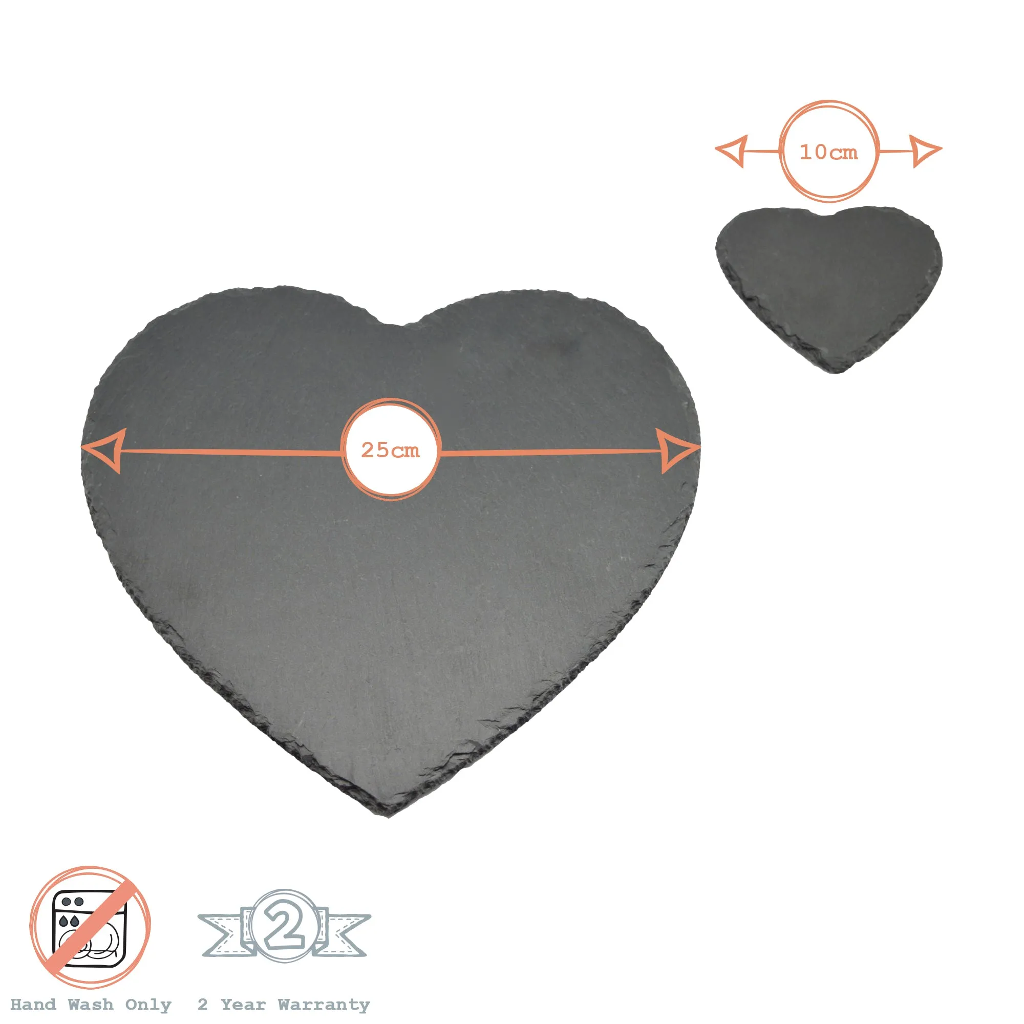 12pc Black Heart Slate Placemat & Coaster Sets - By Argon Tableware
