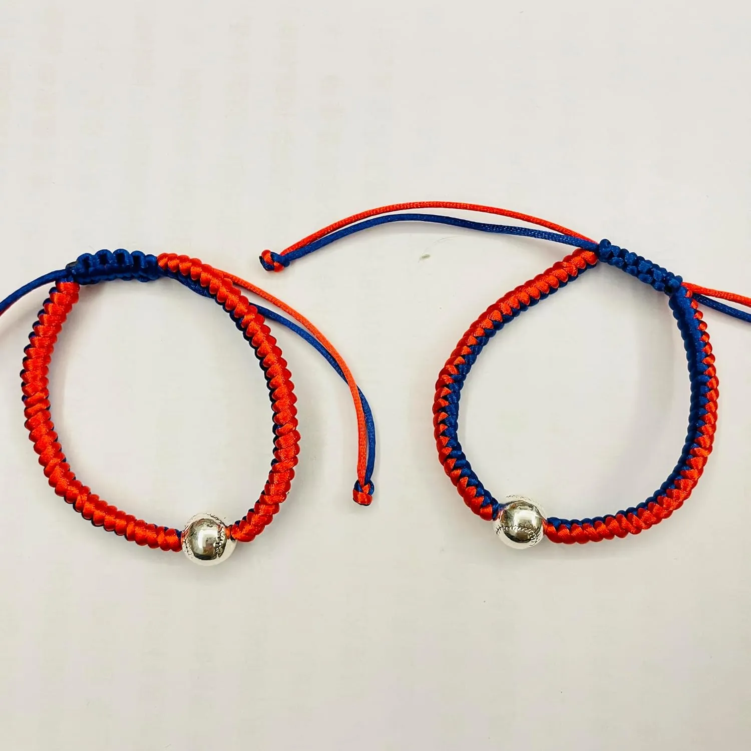 2Pcs Baseball Braided Bracelets Handmade Adjustable Baseball Beads Bracelets Inspirational Baseball Bracelets for Fans Team Gifts