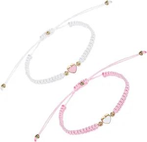 2pcs BFF Bracelets, Heart Matching Bracelets Adjustable Braided Bracelets Best Friends Bracelet Friendship Bracelets Jewelry Gifts for His and Her Couple Friendships Relationship Gift
