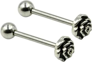 2pcs Tongue Jewelry Stainless Steel Tongue Rings Body Piercing Jewelry for Women Men