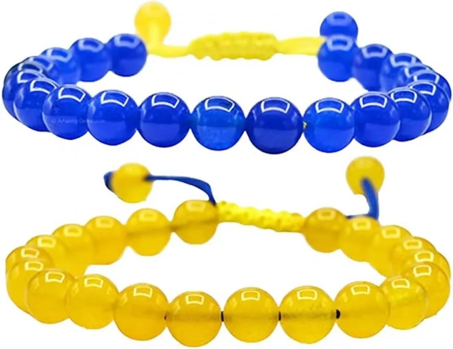 2pcs Ukraine Bead Bracelets Beads Energy Bracelets Fashion Friendship Bracelets Patriotic Souvenirs Gift for Men Women