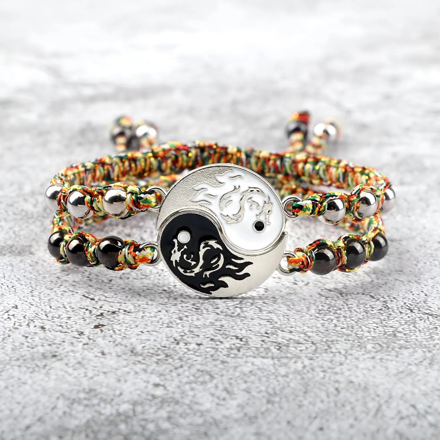 2pcs/set Braided Dragon Tai Chi Yin Yang Bracelet Couples Bracelets Matching Lover Bangles, Yin And Yang, Jewelry For BFF Friendship Relationship Boyfriend Girlfriend Valentines Gift