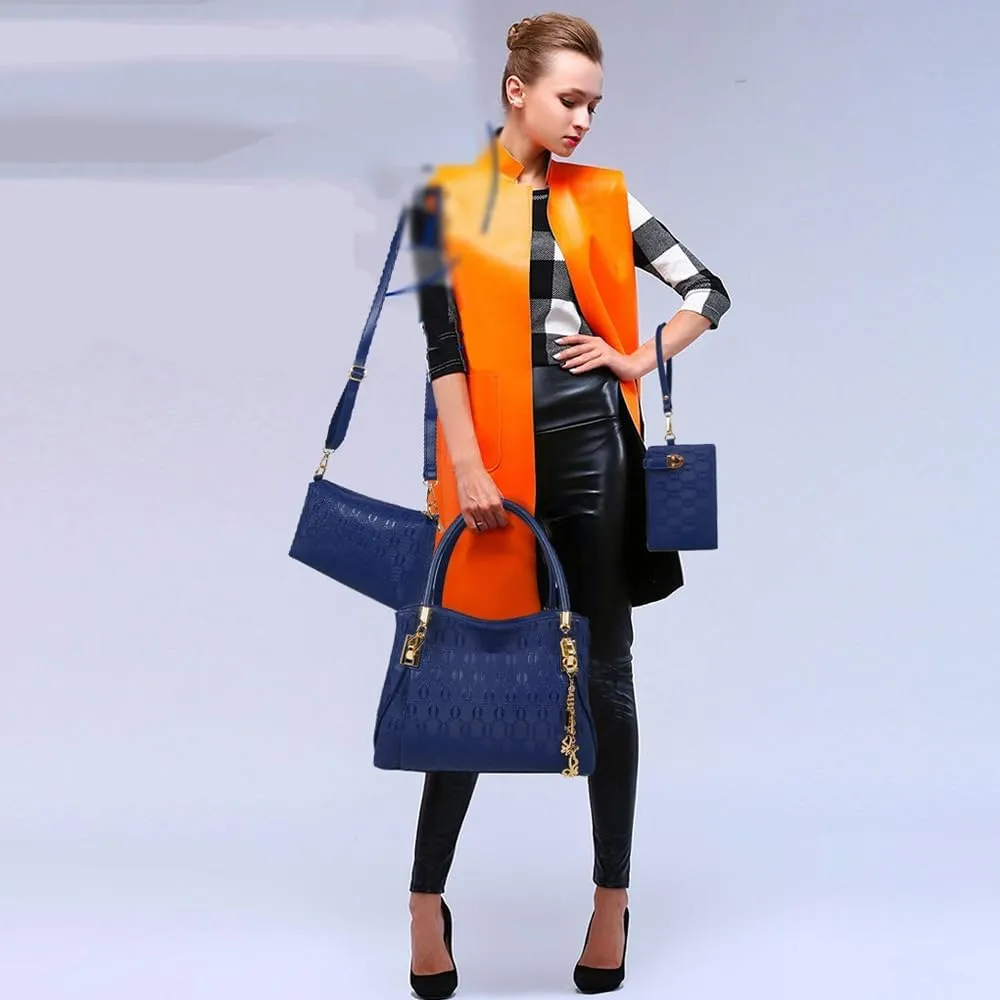 3 Pcs Handbags Womens Tote Bags Set Faux Leather Shoulder Handbag Crossbody Bag Satchel Wristlets Bag Wallet Clutch