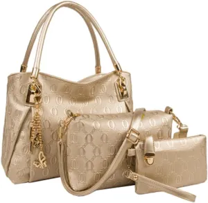3 Pcs Handbags Womens Tote Bags Set Faux Leather Shoulder Handbag Crossbody Bag Satchel Wristlets Bag Wallet Clutch