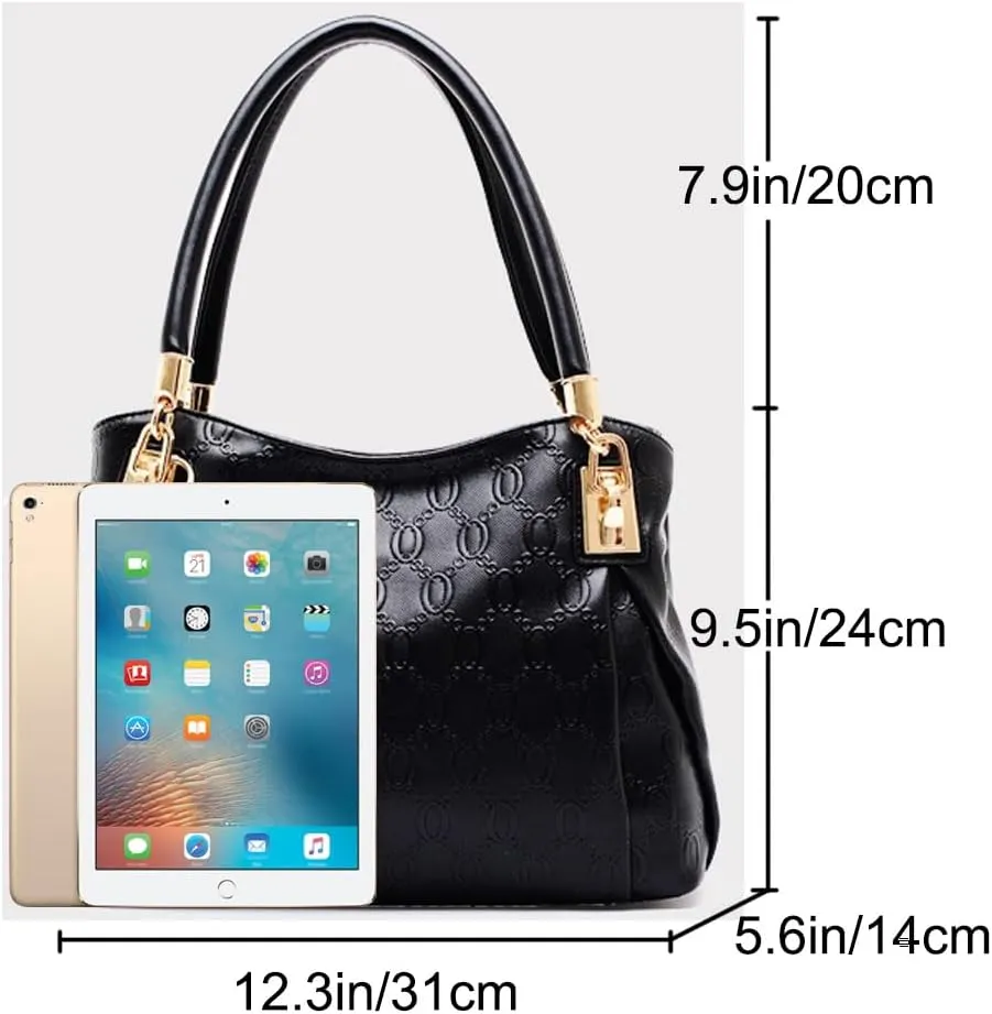 3 Pcs Handbags Womens Tote Bags Set Faux Leather Shoulder Handbag Crossbody Bag Satchel Wristlets Bag Wallet Clutch