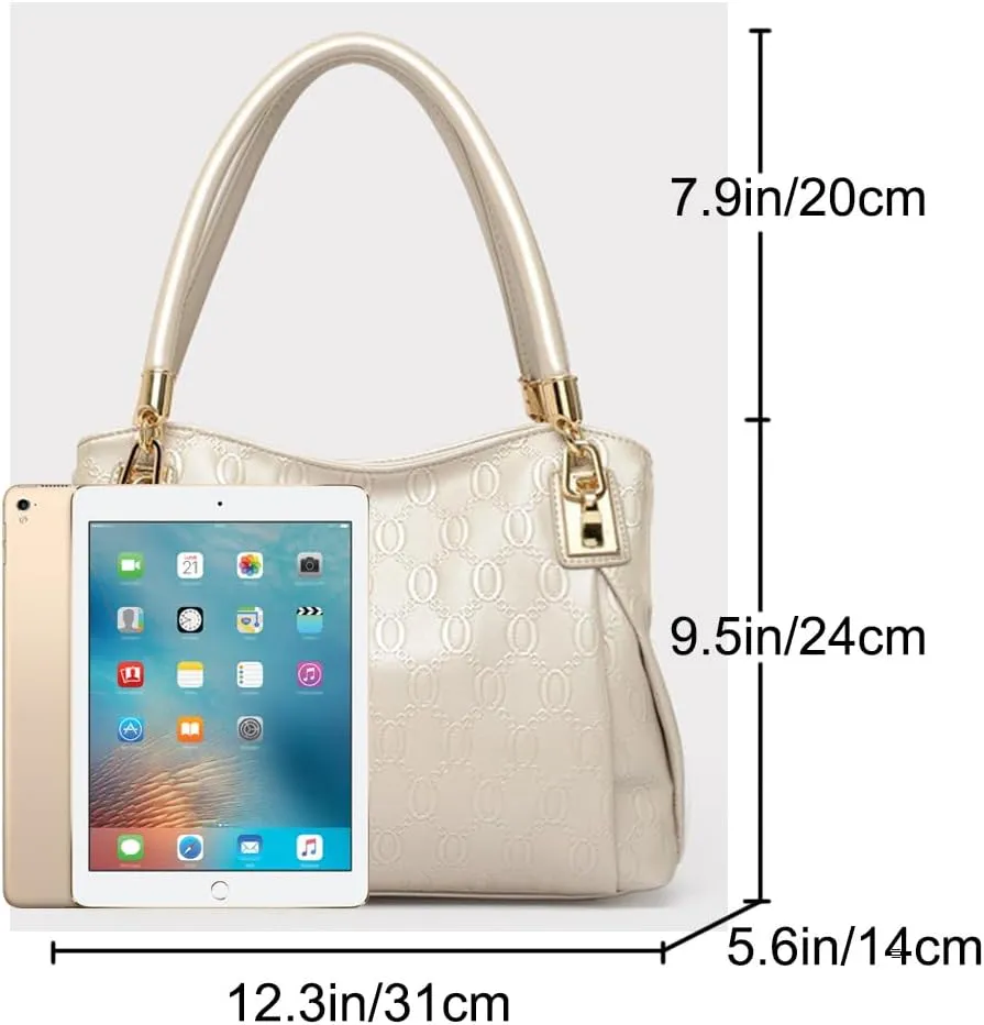 3 Pcs Handbags Womens Tote Bags Set Faux Leather Shoulder Handbag Crossbody Bag Satchel Wristlets Bag Wallet Clutch