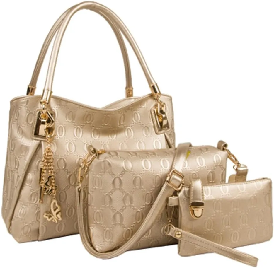 3 Pcs Handbags Womens Tote Bags Set Faux Leather Shoulder Handbag Crossbody Bag Satchel Wristlets Bag Wallet Clutch