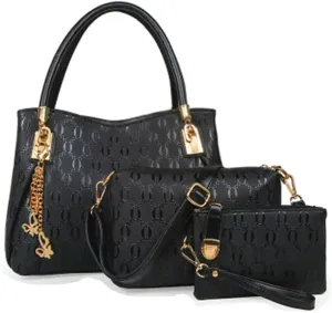 3 Pcs Handbags Womens Tote Bags Set Faux Leather Shoulder Handbag Crossbody Bag Satchel Wristlets Bag Wallet Clutch