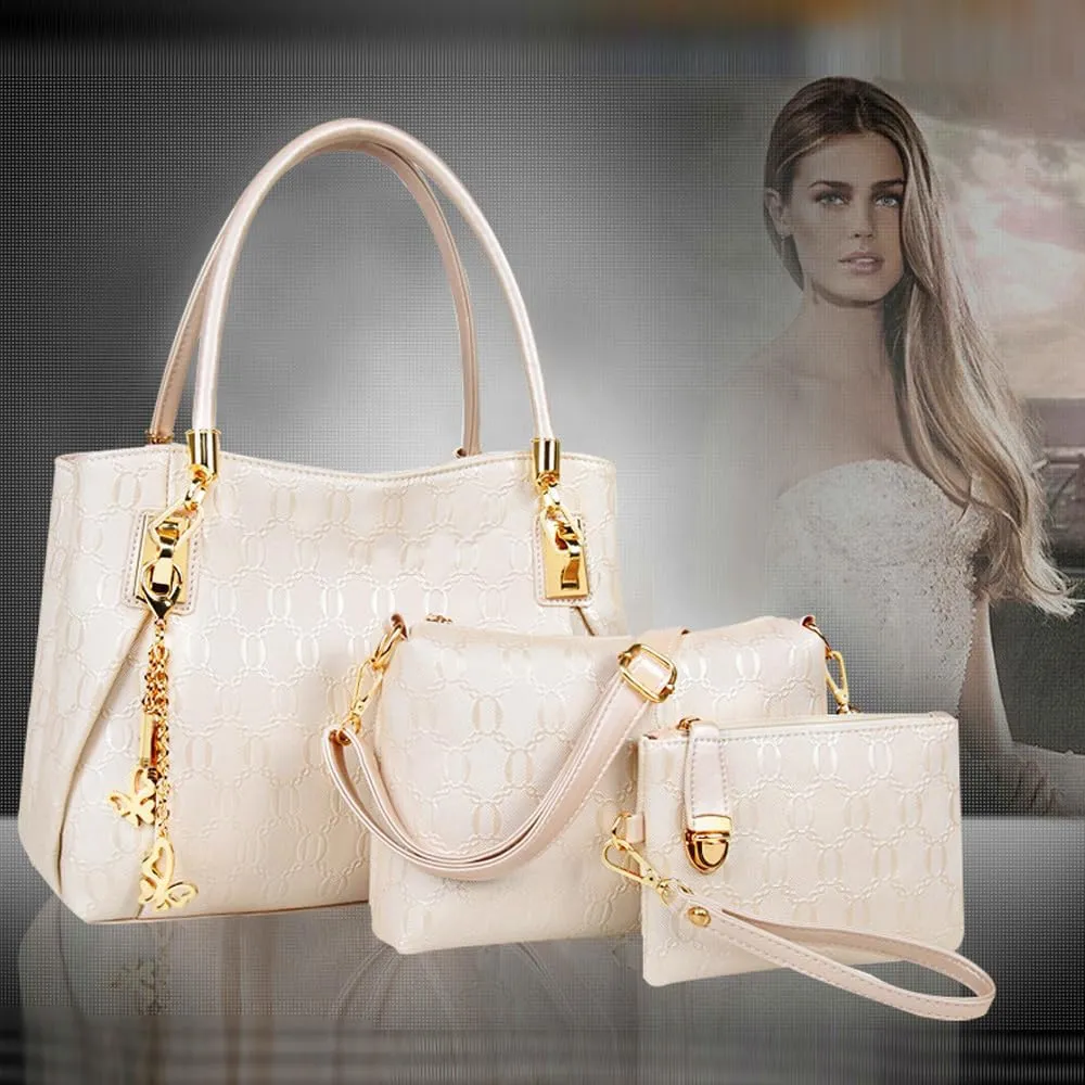 3 Pcs Handbags Womens Tote Bags Set Faux Leather Shoulder Handbag Crossbody Bag Satchel Wristlets Bag Wallet Clutch