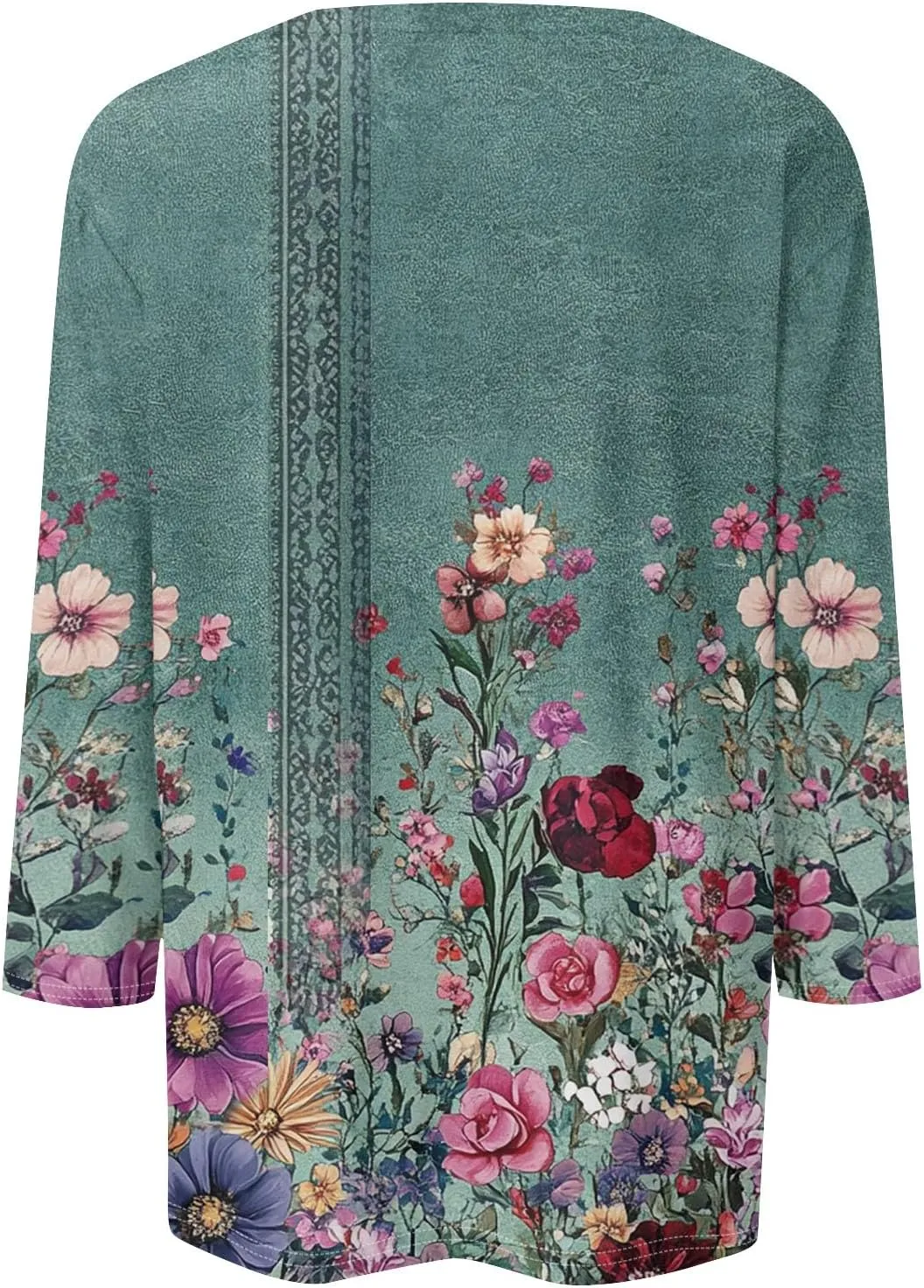 3/4 Sleeve Tops for Women Plus Size Summer Cute Shirts Floral Print 2025 Tops Crewneck Three Quarter Length Blouses