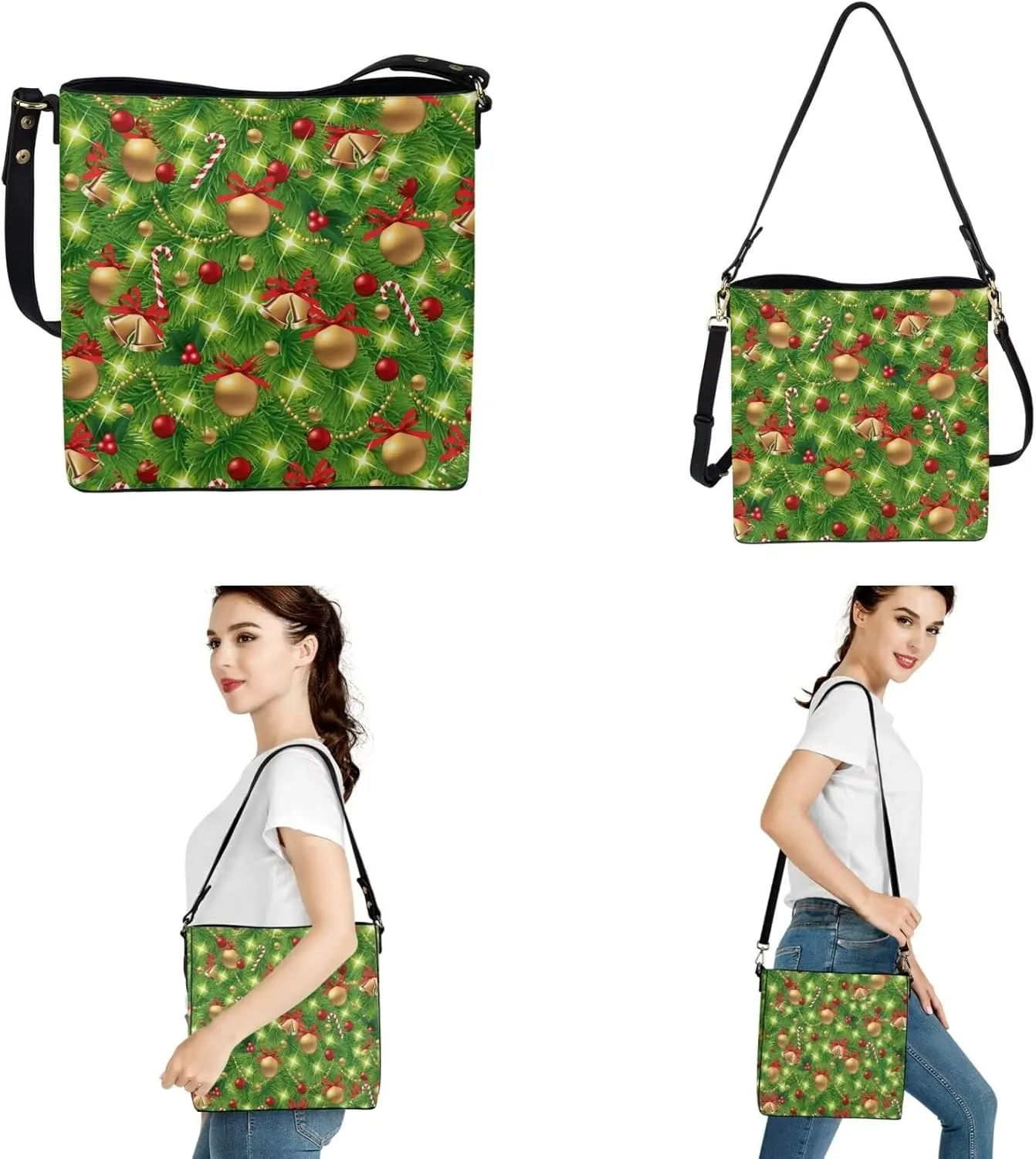 3Pcs Tote Bags Set Saddle Bags Satchel Bags for Women Wristlet Purses for Women Key Holder