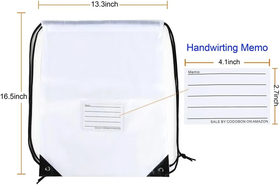 40 Pcs Drawstring Bags,Bulk Draw String Backpack, DIY Gym Sports Cinch Bag Sackpack for Women Men, White