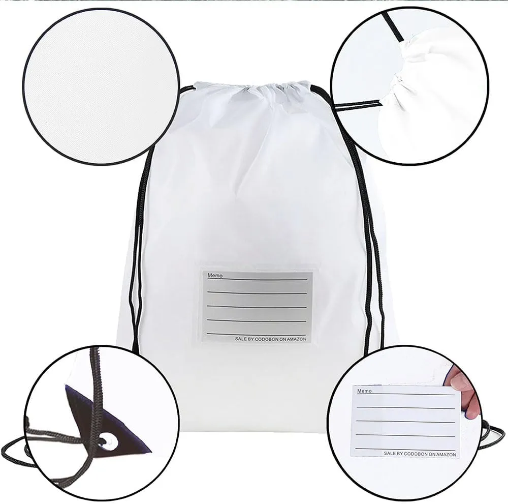40 Pcs Drawstring Bags,Bulk Draw String Backpack, DIY Gym Sports Cinch Bag Sackpack for Women Men, White
