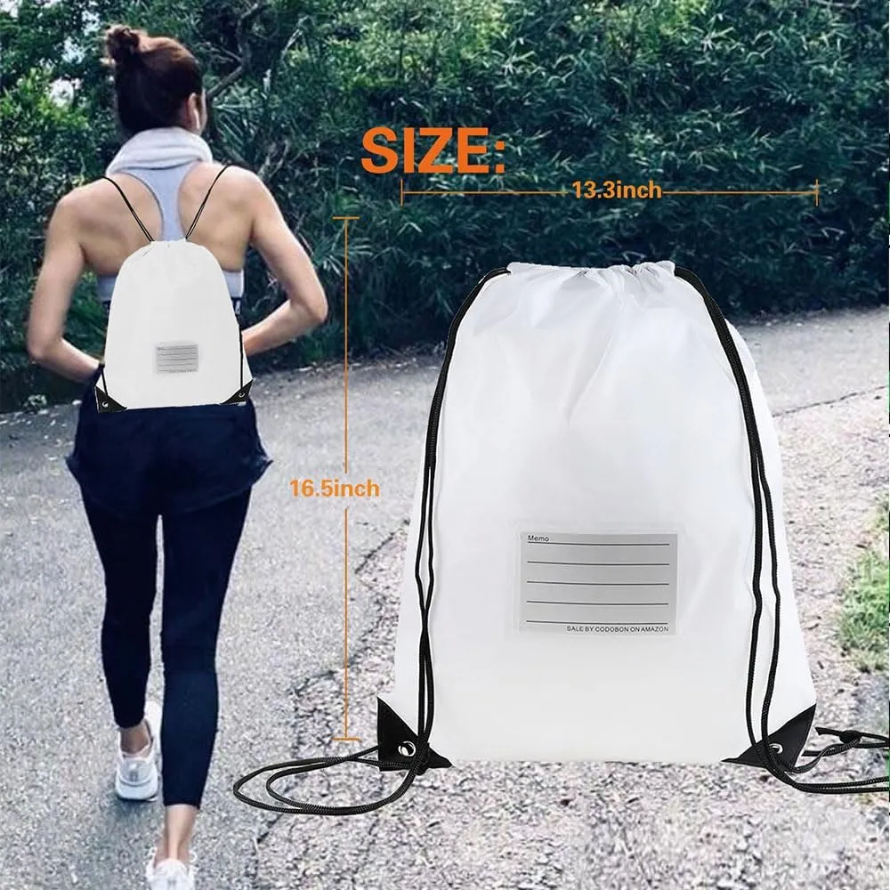 40 Pcs Drawstring Bags,Bulk Draw String Backpack, DIY Gym Sports Cinch Bag Sackpack for Women Men, White