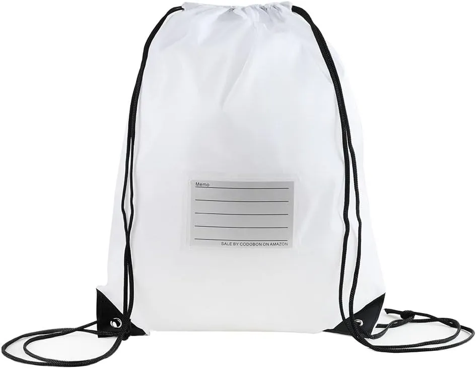40 Pcs Drawstring Bags,Bulk Draw String Backpack, DIY Gym Sports Cinch Bag Sackpack for Women Men, White