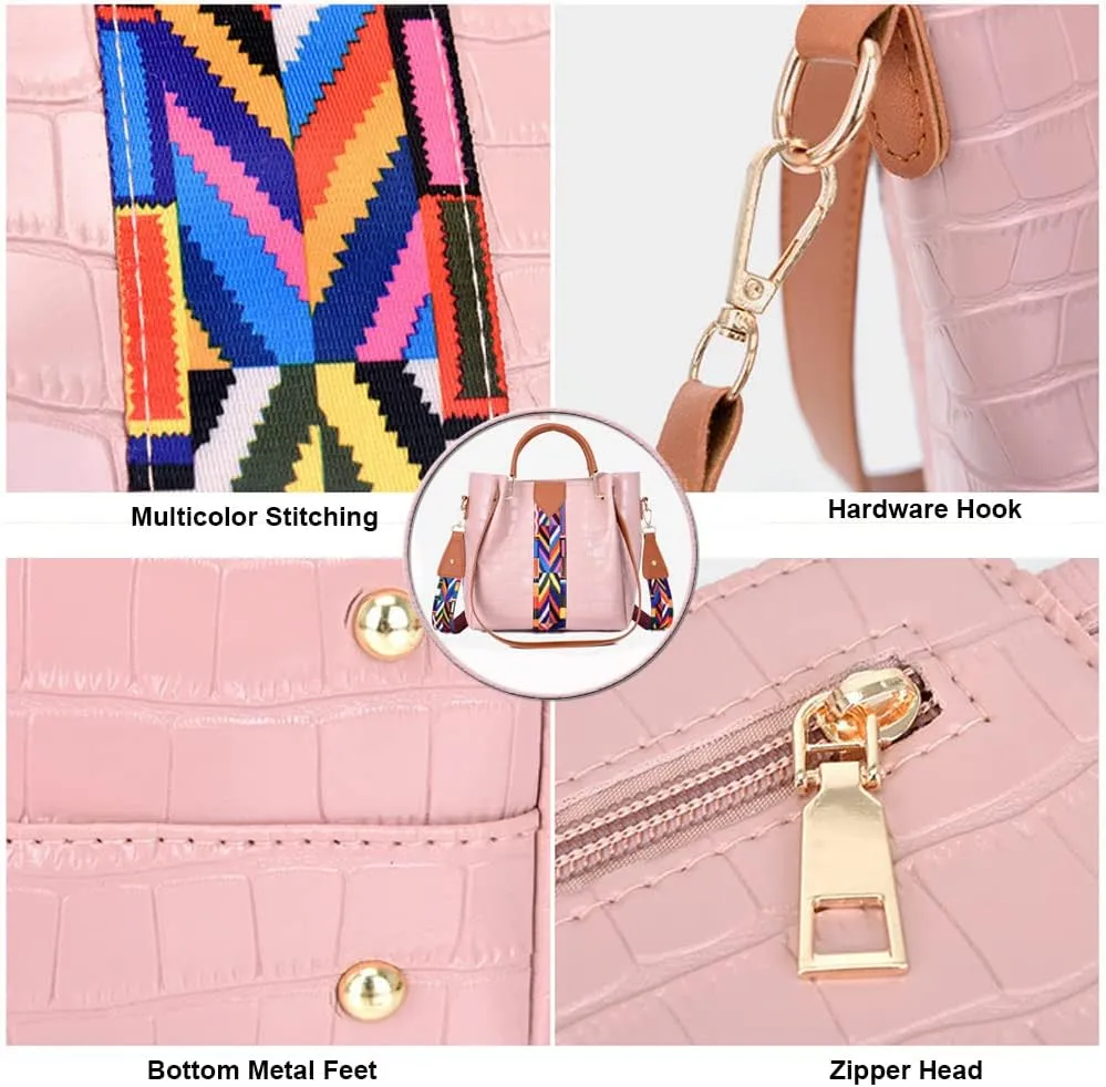 4Pcs Handbags and Purses for Women Tote Bags Top Handle Handbag Satchel Crossbody Shoulder Bag Wristlets Wallet Set, Gray