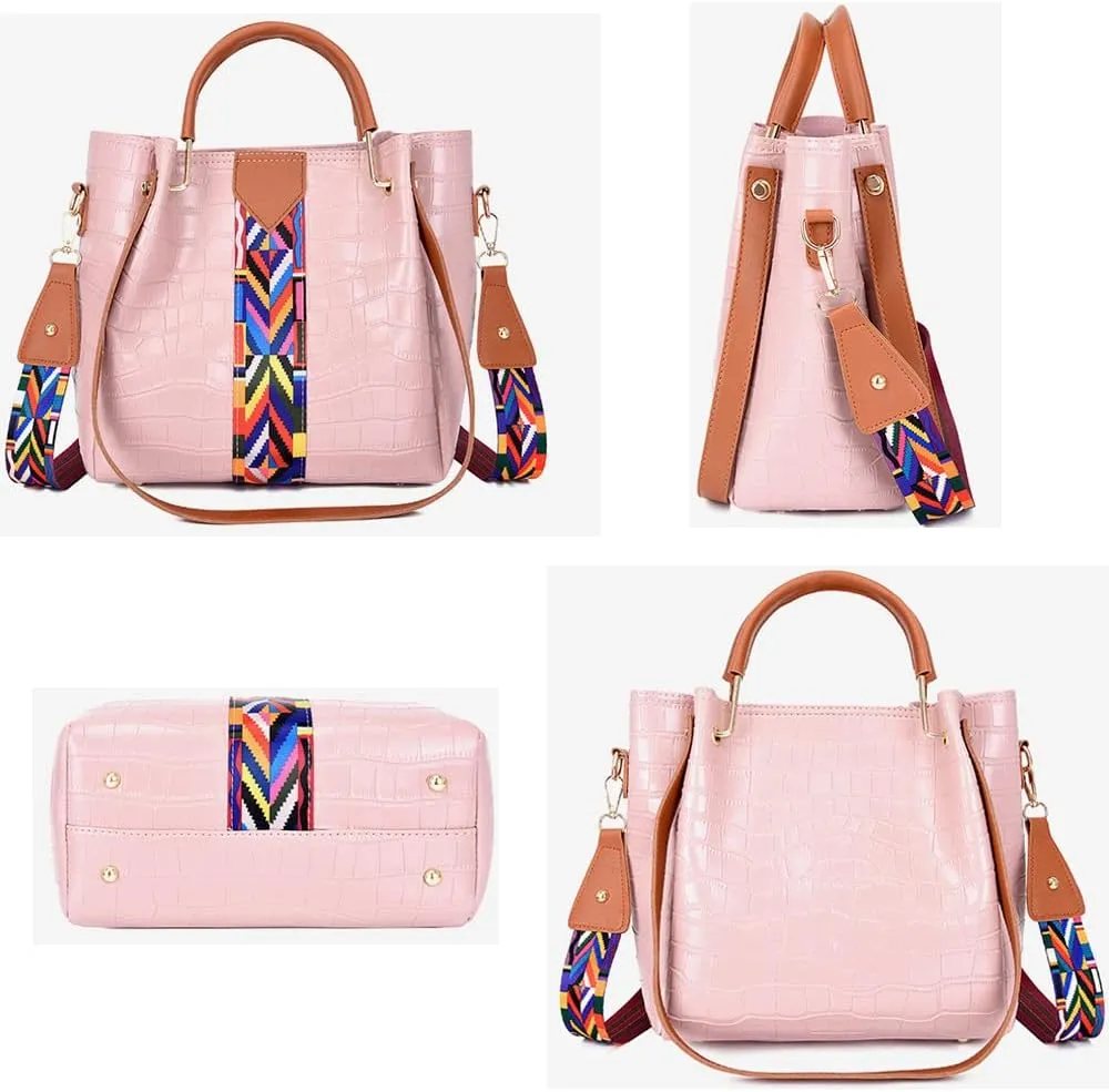 4Pcs Handbags and Purses for Women Tote Bags Top Handle Handbag Satchel Crossbody Shoulder Bag Wristlets Wallet Set, Gray