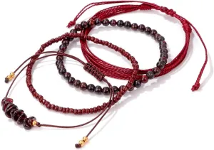 4Pcs Summer Beach Bracelets Set Natural Stone Bead String Bracelets for Women Adjustable Handmade Friendship Bracelets Anklet Waterproof Boho Jewelry for Women