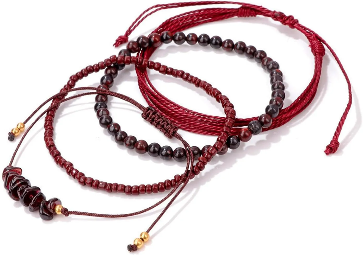 4Pcs Summer Beach Bracelets Set Natural Stone Bead String Bracelets for Women Adjustable Handmade Friendship Bracelets Anklet Waterproof Boho Jewelry for Women