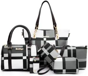 6pcs Totes Purses and Handbags Set for Women PU Leather Shoulder Bags Satchel Clutch Wallet (Upgrade fabric)
