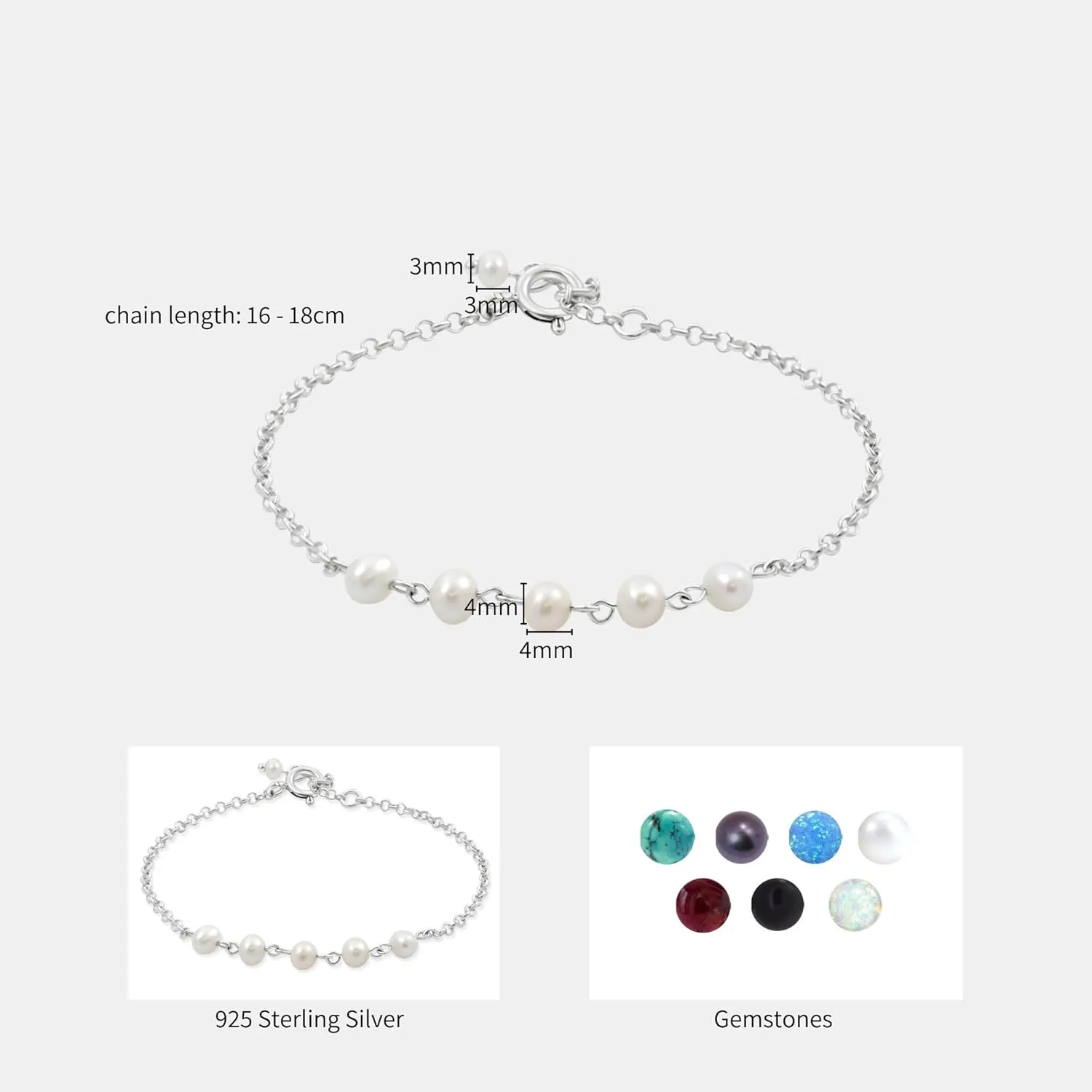 925 Sterling Silver Pearl Bracelets for Women - June Birthstone Bracelets for Women - 925 Sterling Silver Bracelets for Women - Dainty Bracelets for Women - Pearl Jewelry