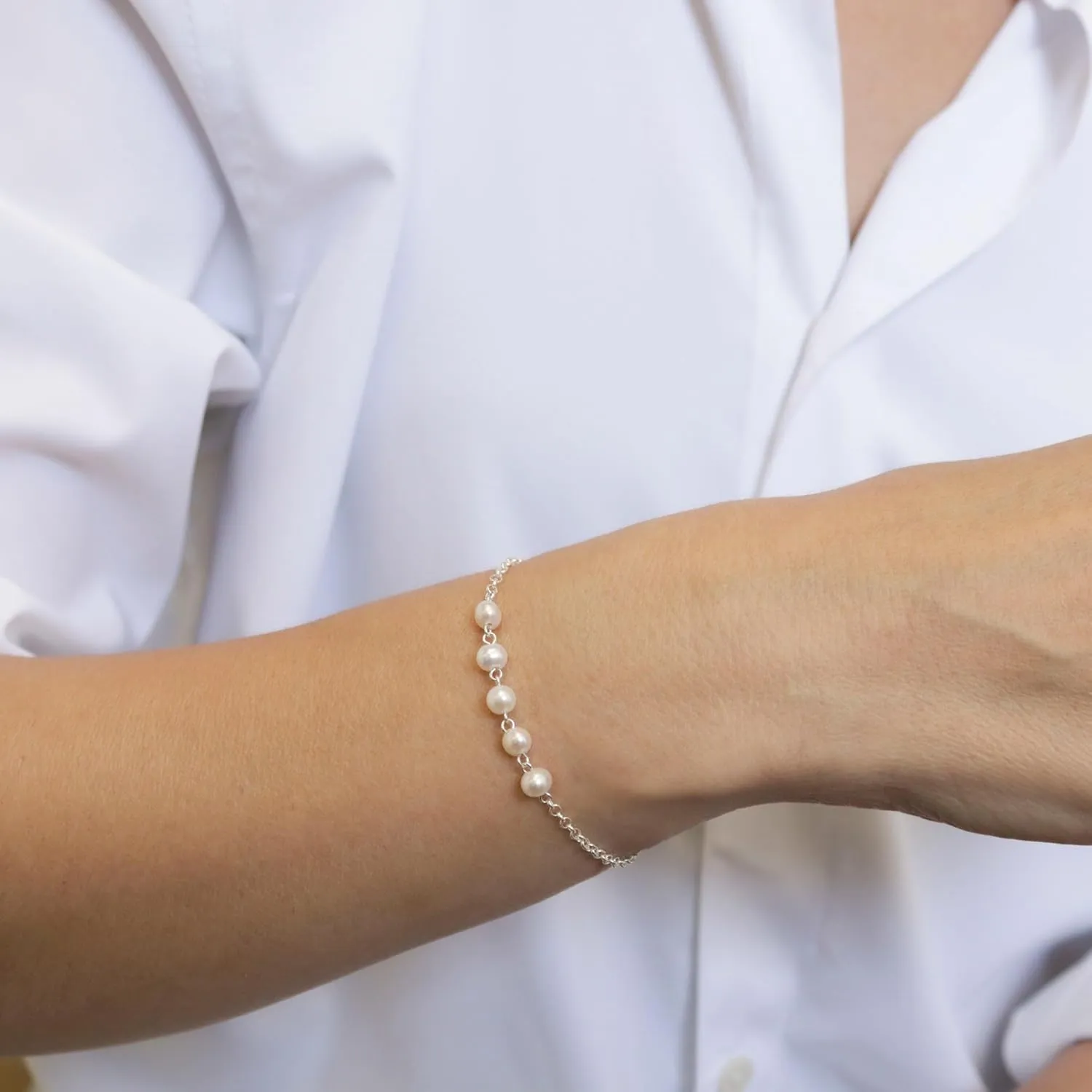 925 Sterling Silver Pearl Bracelets for Women - June Birthstone Bracelets for Women - 925 Sterling Silver Bracelets for Women - Dainty Bracelets for Women - Pearl Jewelry