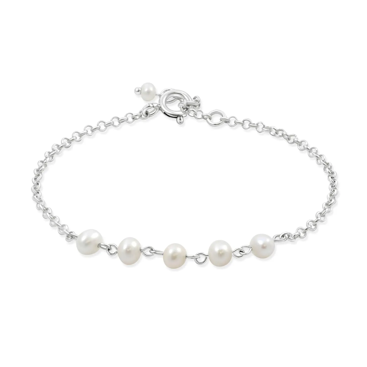 925 Sterling Silver Pearl Bracelets for Women - June Birthstone Bracelets for Women - 925 Sterling Silver Bracelets for Women - Dainty Bracelets for Women - Pearl Jewelry