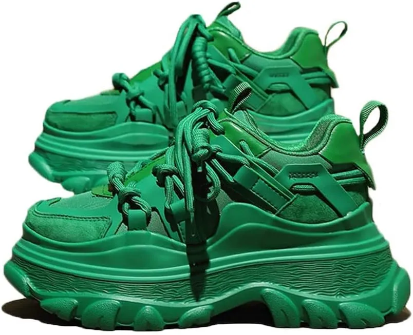 AINIJIA&HOLO Women's Chunky Platform Dad Sneakers,Non-Slip Heightened Lace Up Walking Shoes,Casual Work Shoes