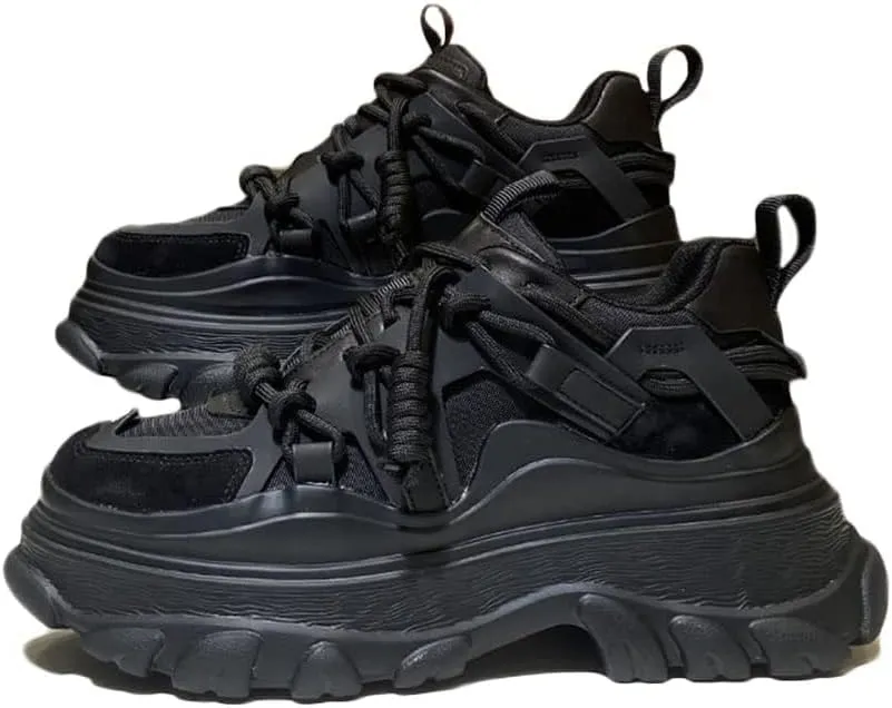 AINIJIA&HOLO Women's Chunky Platform Dad Sneakers,Non-Slip Heightened Lace Up Walking Shoes,Casual Work Shoes