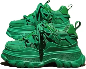 AINIJIA&HOLO Women's Chunky Platform Dad Sneakers,Non-Slip Heightened Lace Up Walking Shoes,Casual Work Shoes