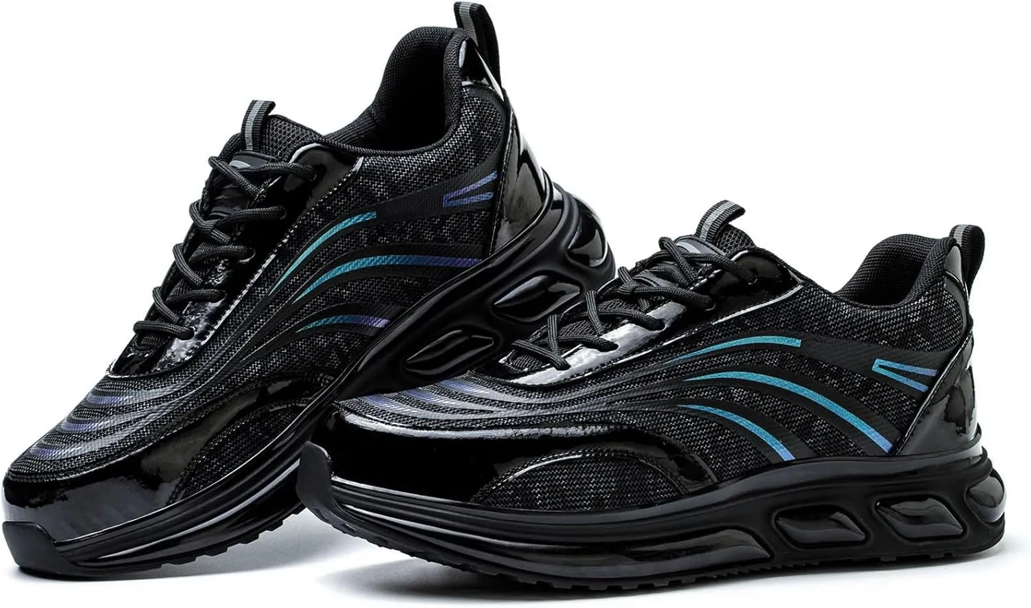 Air Cushion Running Shoes,Men Sneakers Summer Mesh Breathable Comfortable Lace Up Casual Mens Sneaker Black Fashion Shoes