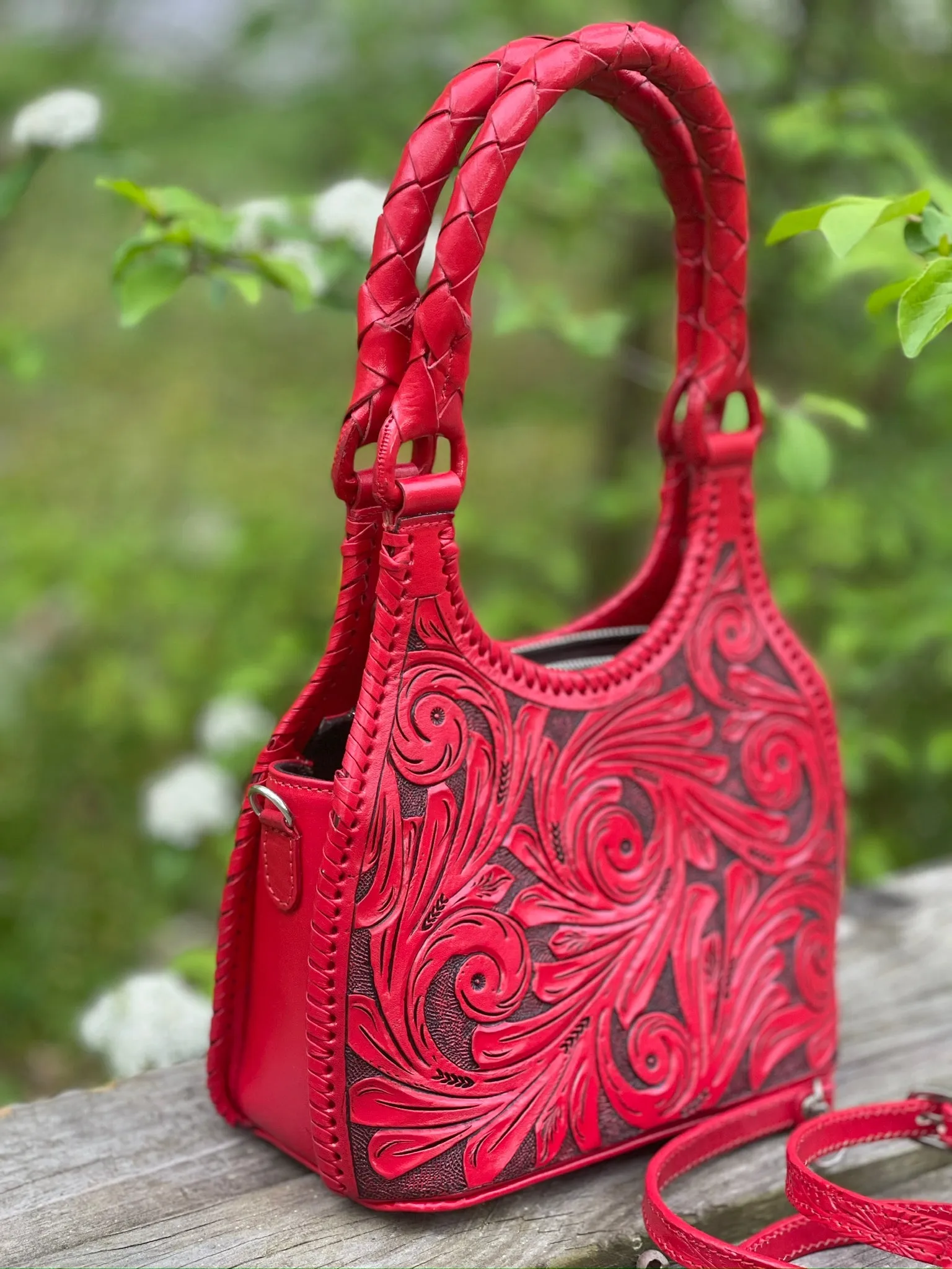 ALLE Hand-Tooled Leather Mini Hobo & Crossbody Bag "LUNA MINI" more colors