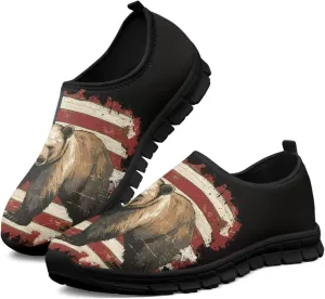 American Flag Mens Slip On Running Walking Shoes Lightweight Fashion Gym Sneakers Non Slip Workout Shoes Breathable Loafer SizeUS 5-14