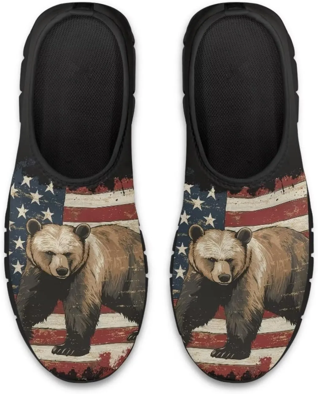 American Flag Mens Slip On Running Walking Shoes Lightweight Fashion Gym Sneakers Non Slip Workout Shoes Breathable Loafer SizeUS 5-14
