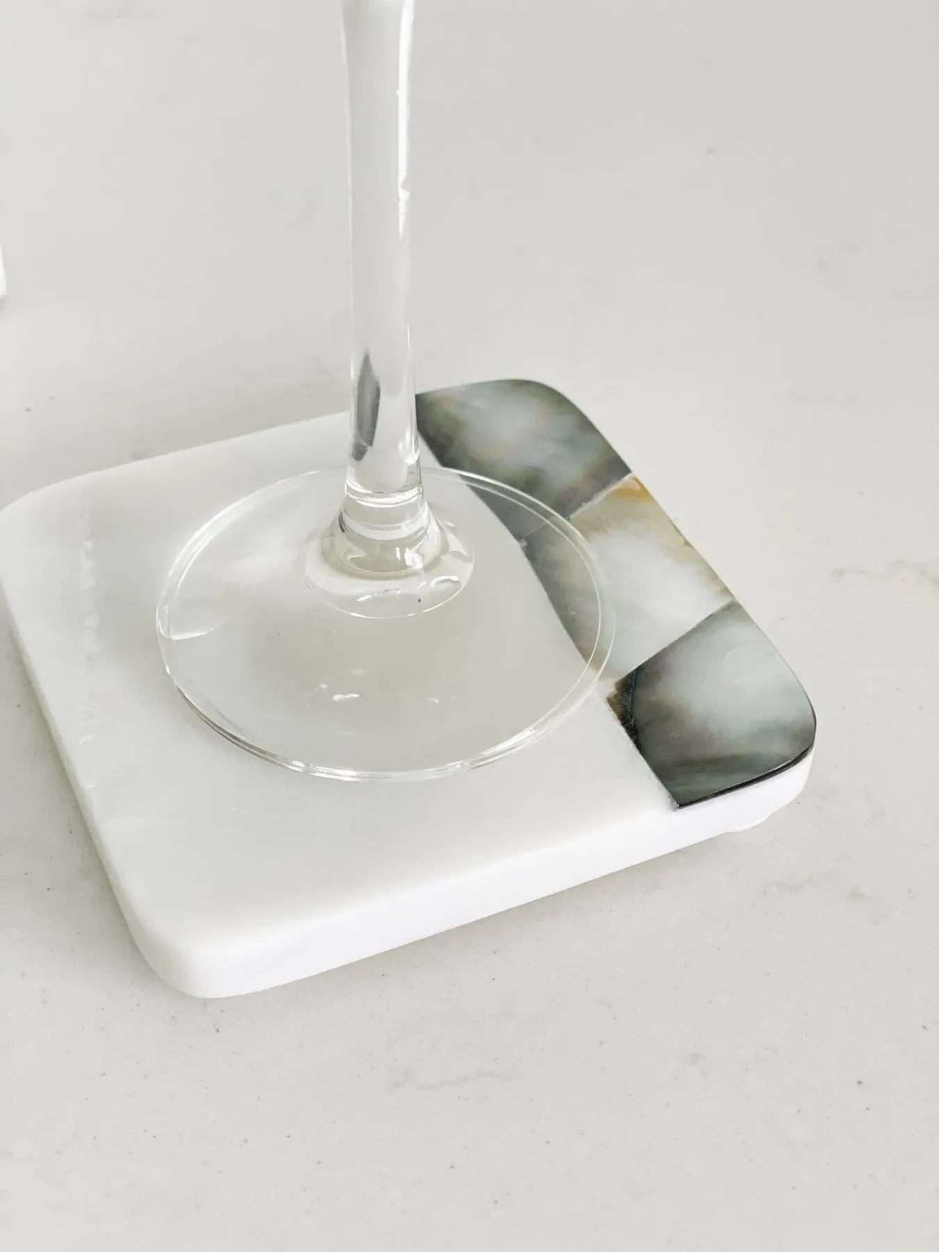 Anaya Home Grey Mother of Pearl Coaster Set