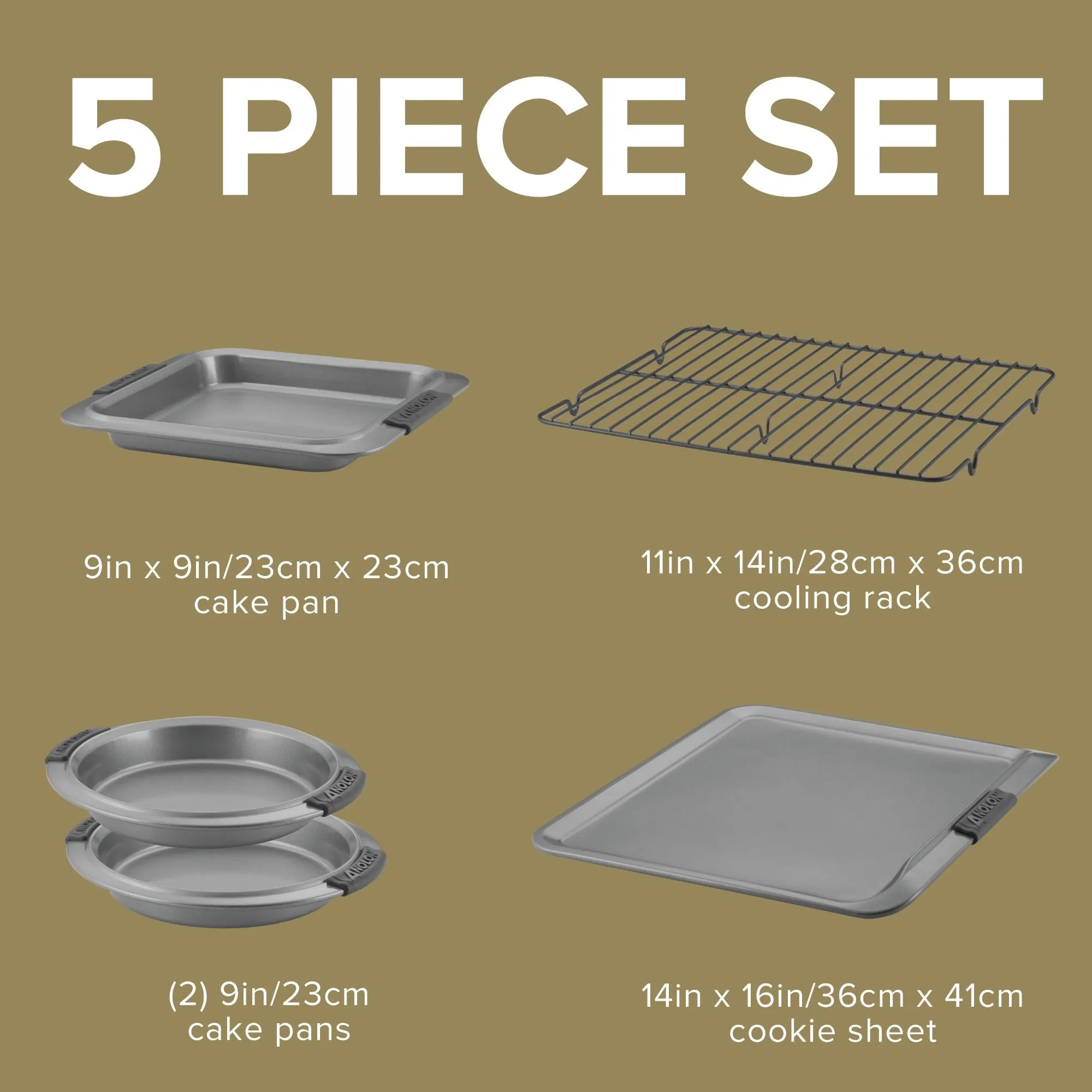 Anolon Advanced 5-Piece Bakeware Set with Silicone Grips