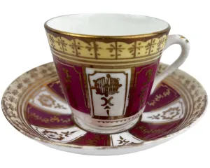 Antique Old Paris Porcelain Tea Cup & Saucer 19th Century Hand Painted France