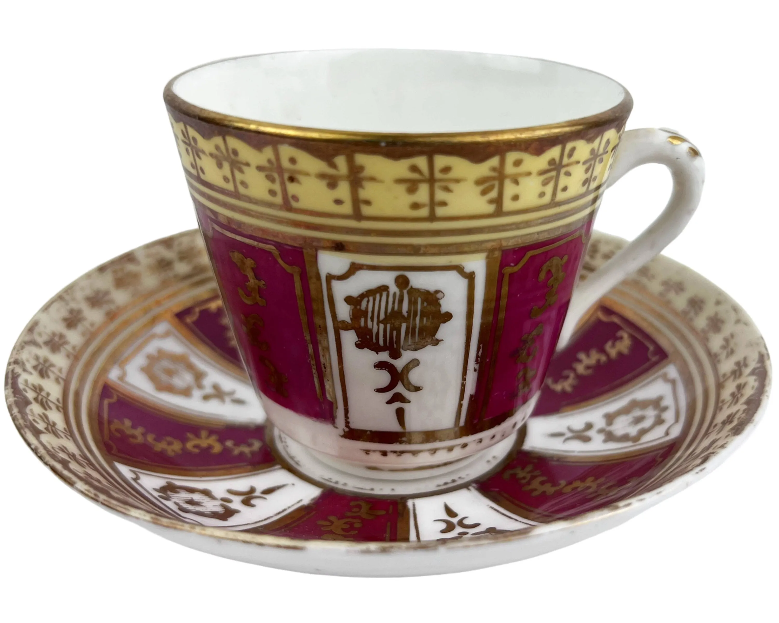 Antique Old Paris Porcelain Tea Cup & Saucer 19th Century Hand Painted France