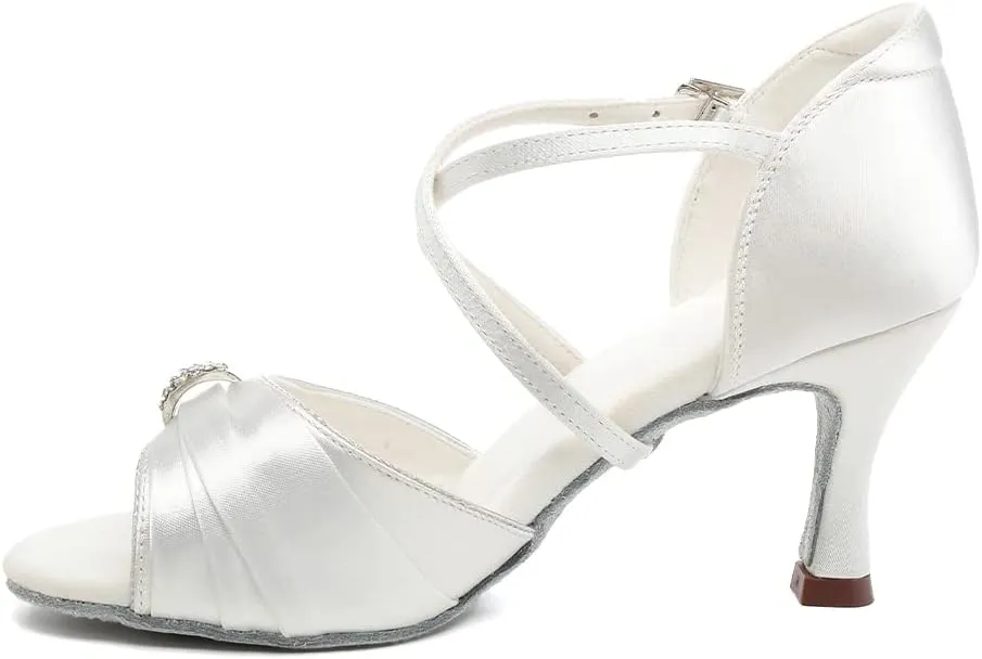 AOQUNFS Women's Professional Latin Dance Shoes Satin Salsa Ballroom Practice Dancing Shoes,Model 3037