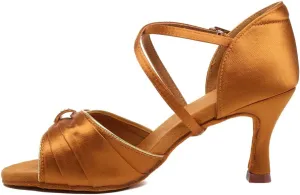 AOQUNFS Women's Professional Latin Dance Shoes Satin Salsa Ballroom Practice Dancing Shoes,Model 3037