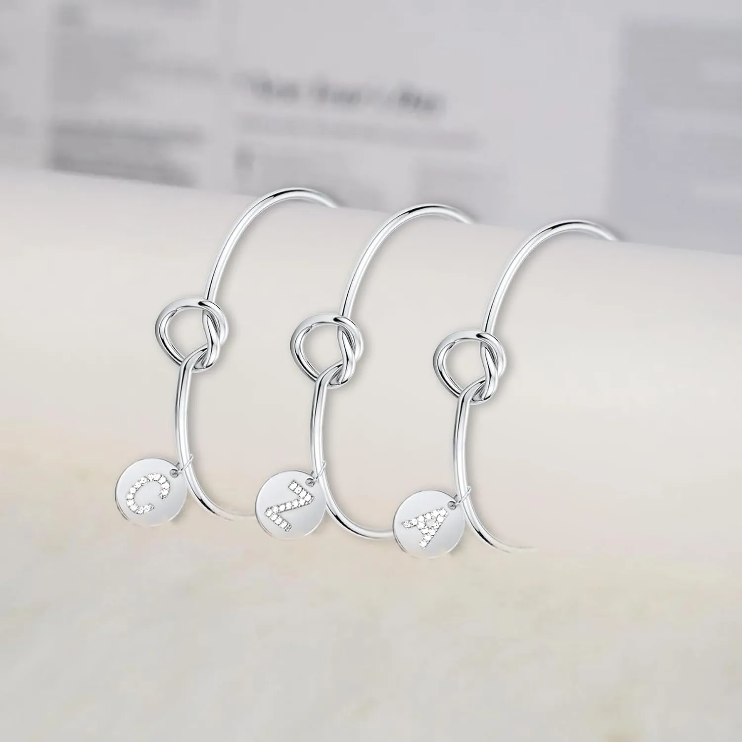 Arletty Women's Tie the Knot Bracelet With 26 Initials, Bridesmaid Proposal Gifts