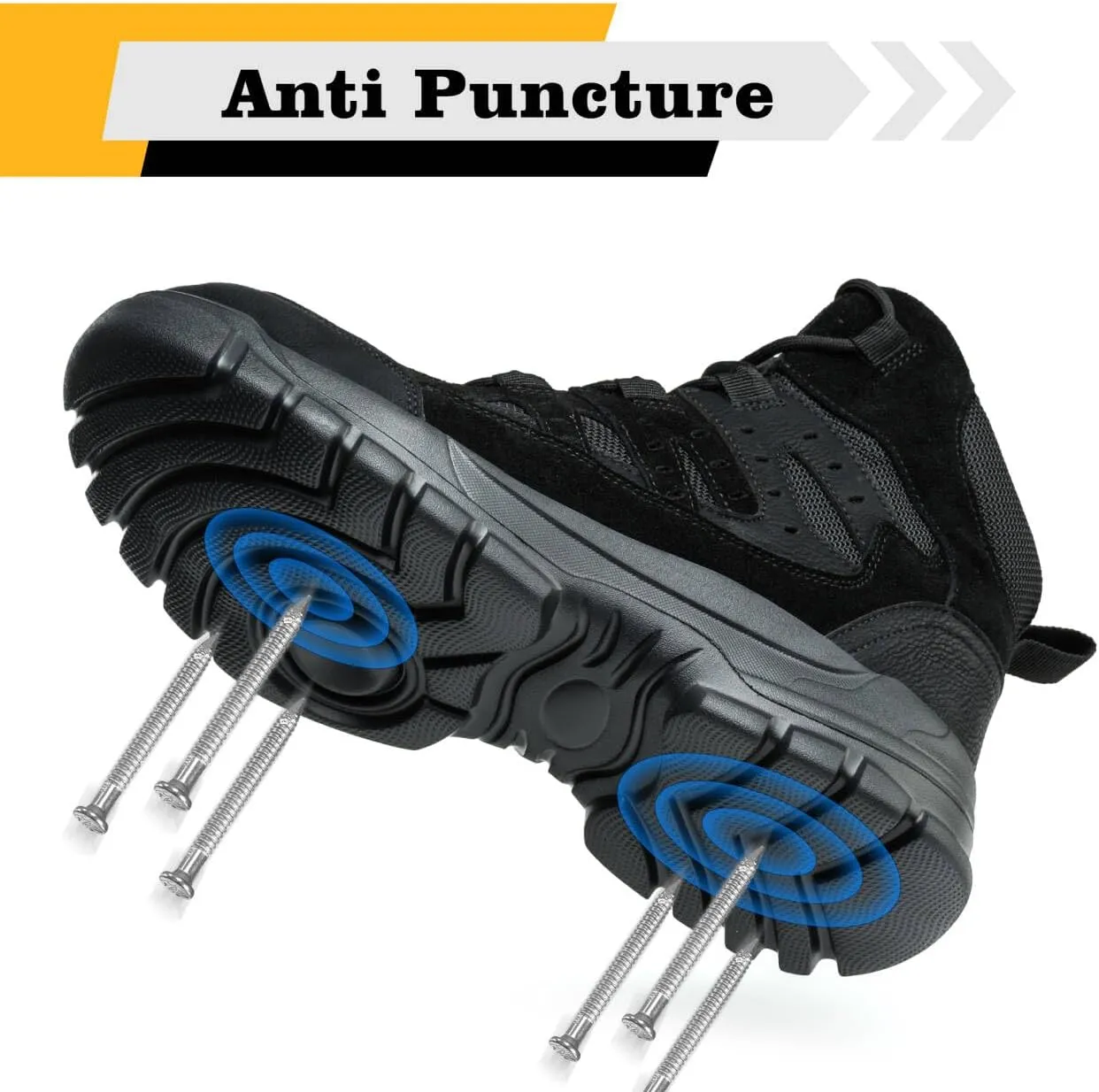 Asiman Steel Toe Boots for Men Women Industrial Construction Safety Boots Lightweight Comfortable Work Shoes Non-Slip Puncture Proof Composite Toe Shoes