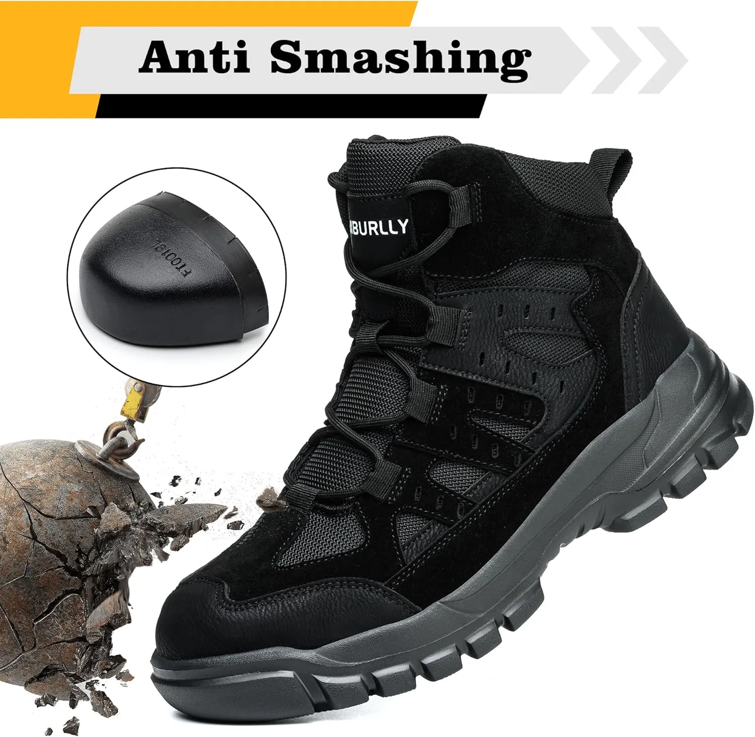 Asiman Steel Toe Boots for Men Women Industrial Construction Safety Boots Lightweight Comfortable Work Shoes Non-Slip Puncture Proof Composite Toe Shoes