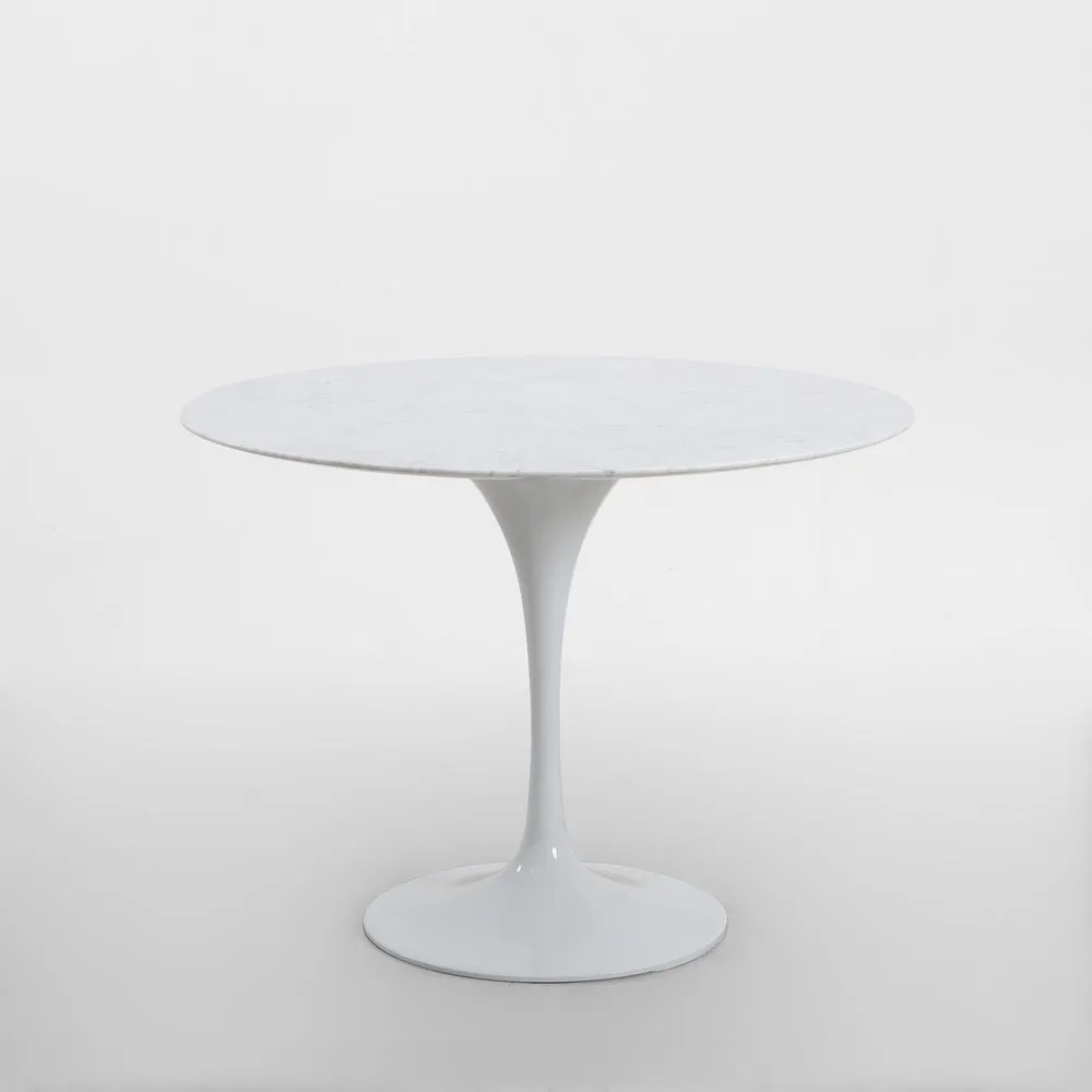 Aurora Round Dining Table Marble White 100cm