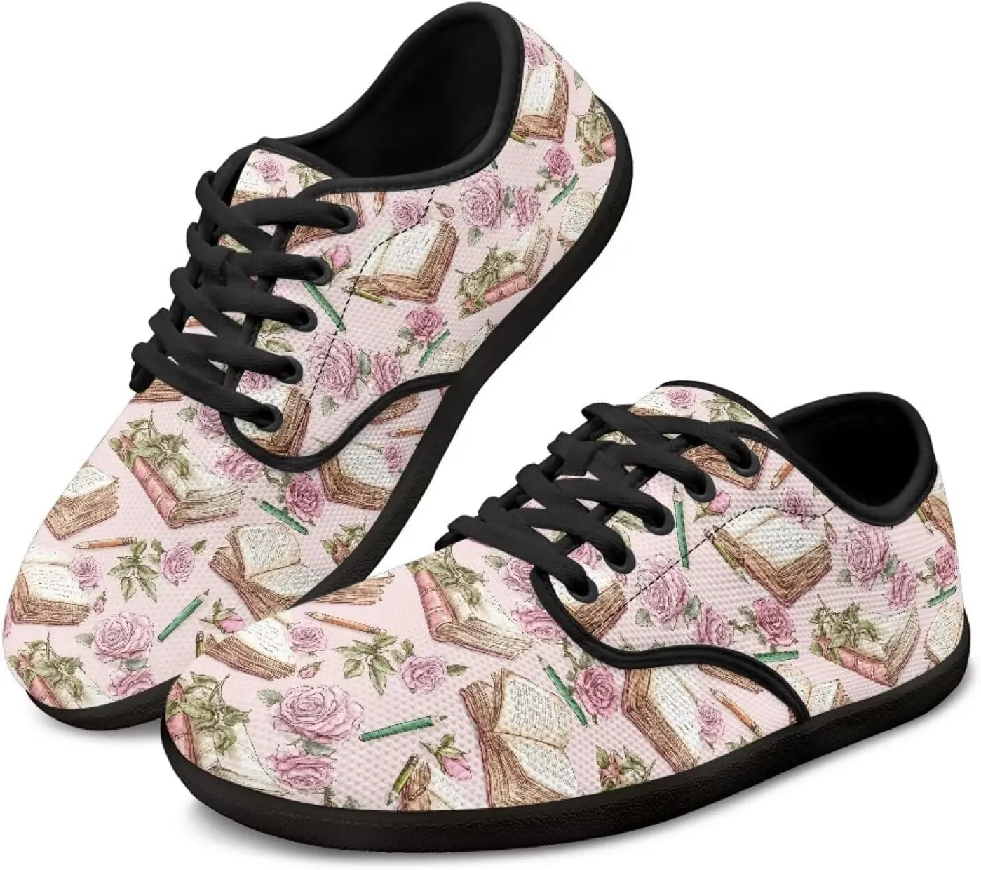 Barefoot Shoes for Women Canvas Comfy Zero Drop Low-Top Breathable Mesh Tennis Shoes Anti-Skid Wide Toe Box Sport Workout Hiking Sneakers for Ladies US 6-13.5