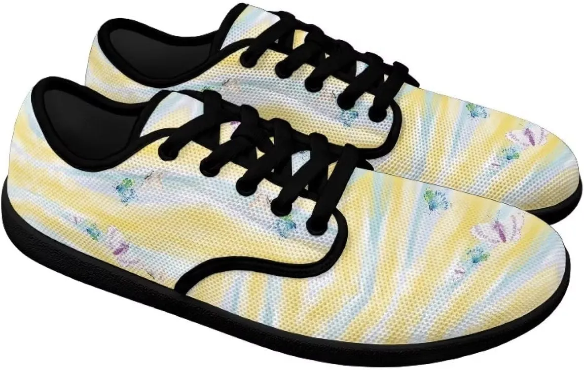 Barefoot Shoes for Women Canvas Comfy Zero Drop Low-Top Breathable Mesh Tennis Shoes Anti-Skid Wide Toe Box Sport Workout Hiking Sneakers for Ladies US 6-13.5
