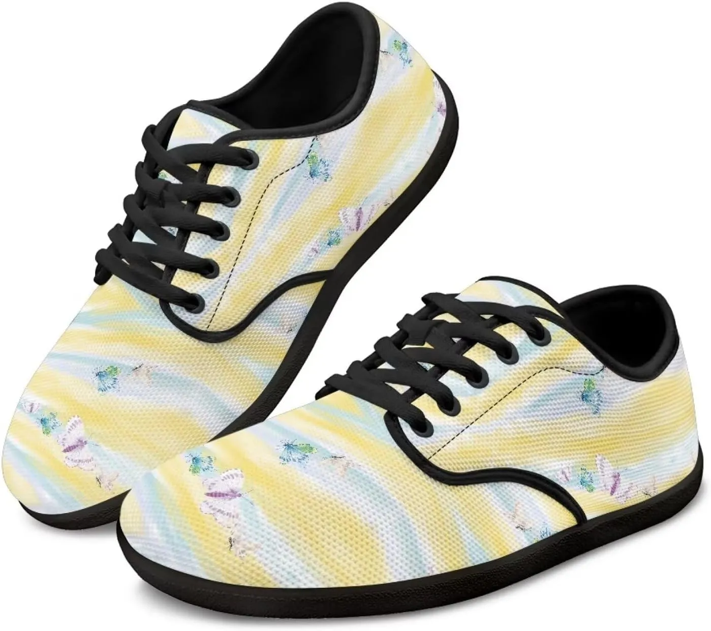 Barefoot Shoes for Women Canvas Comfy Zero Drop Low-Top Breathable Mesh Tennis Shoes Anti-Skid Wide Toe Box Sport Workout Hiking Sneakers for Ladies US 6-13.5