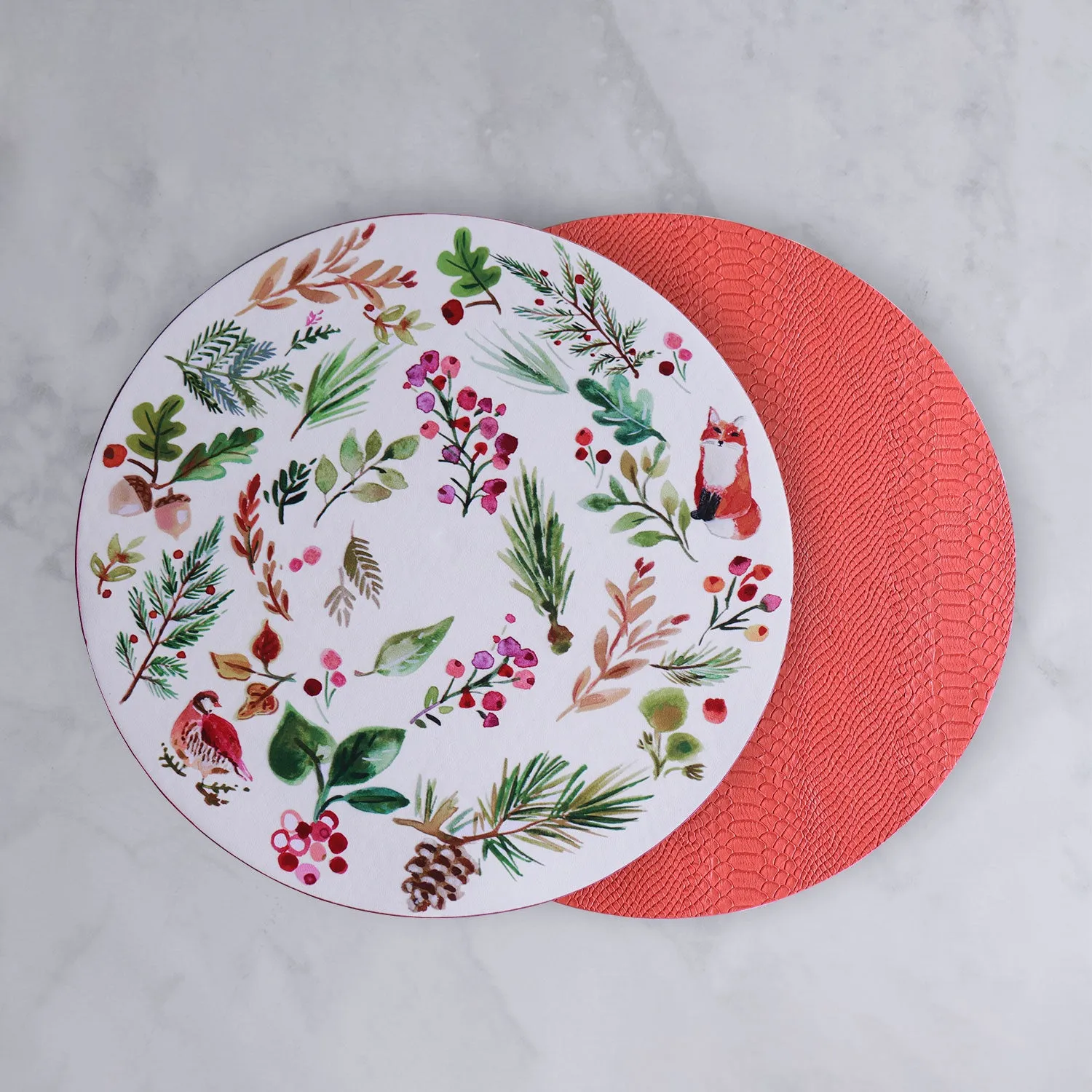 Beatriz Ball Vida Happy Christmas Reversible 16" Round Placemats (Set of 4)