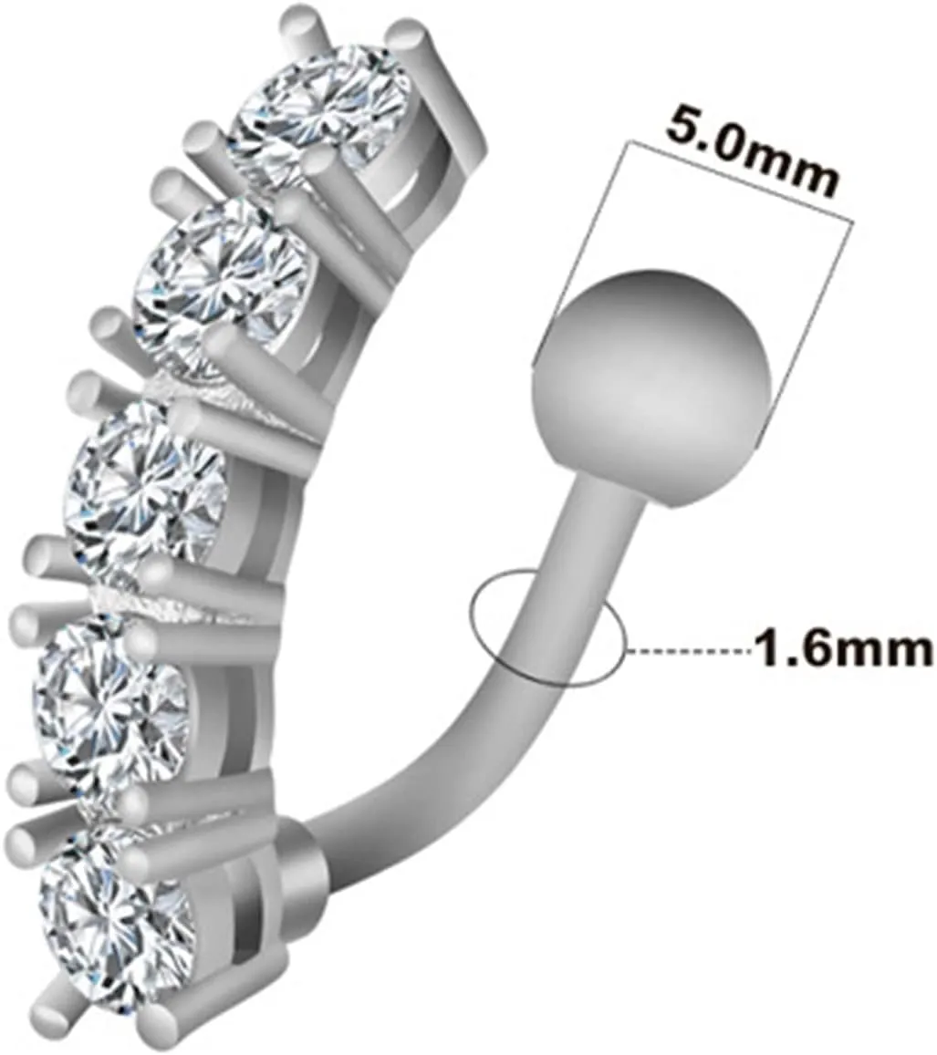Belly Button Rings, Stainless-Steel Bending Navel Jewelry, Piercing Body Jewelry for Women