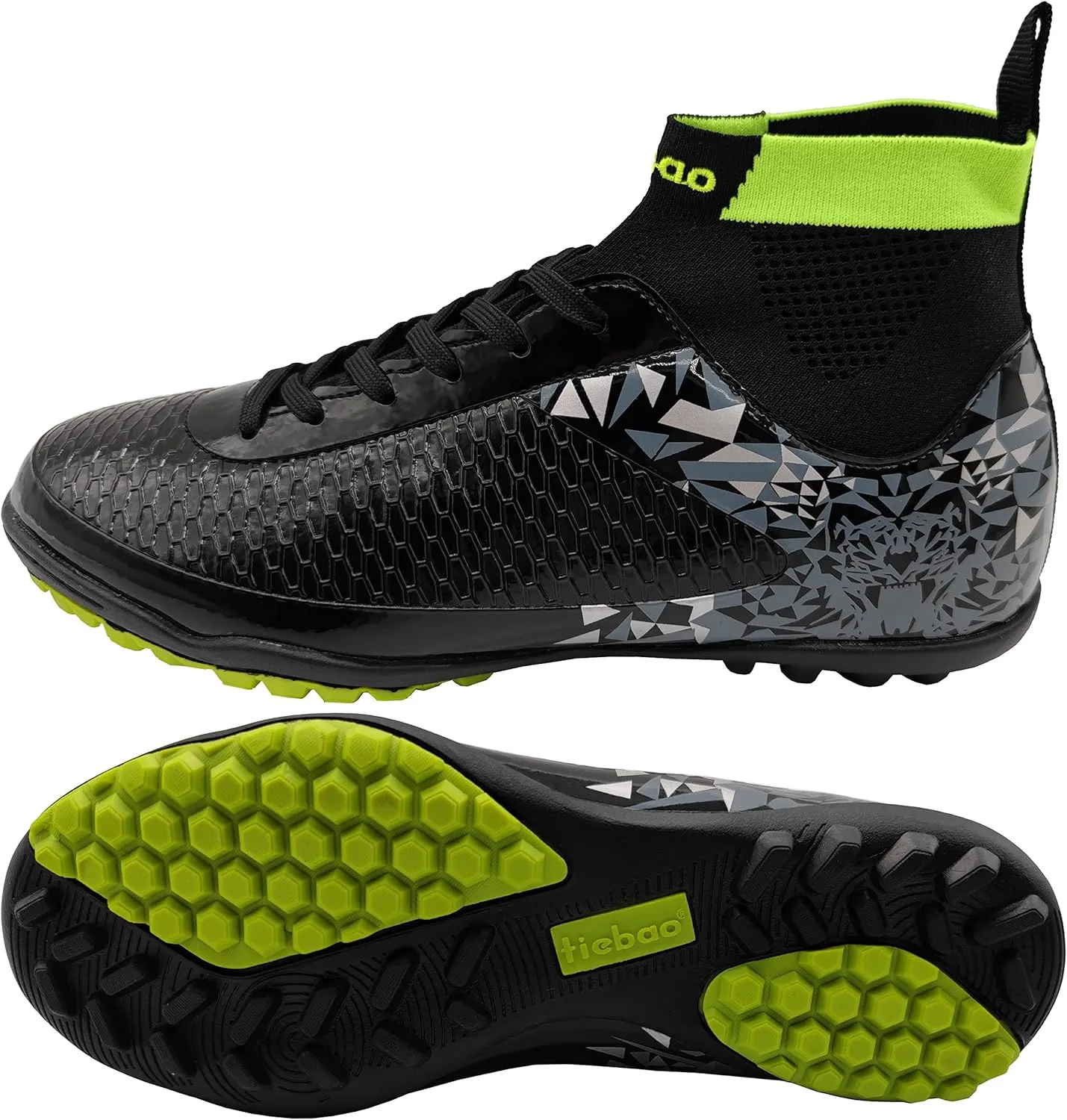 Big Kids Soccer Shoes High-top Sock Football Shoes Firm Ground Outdoor Soccer Cleats Athletic Mens